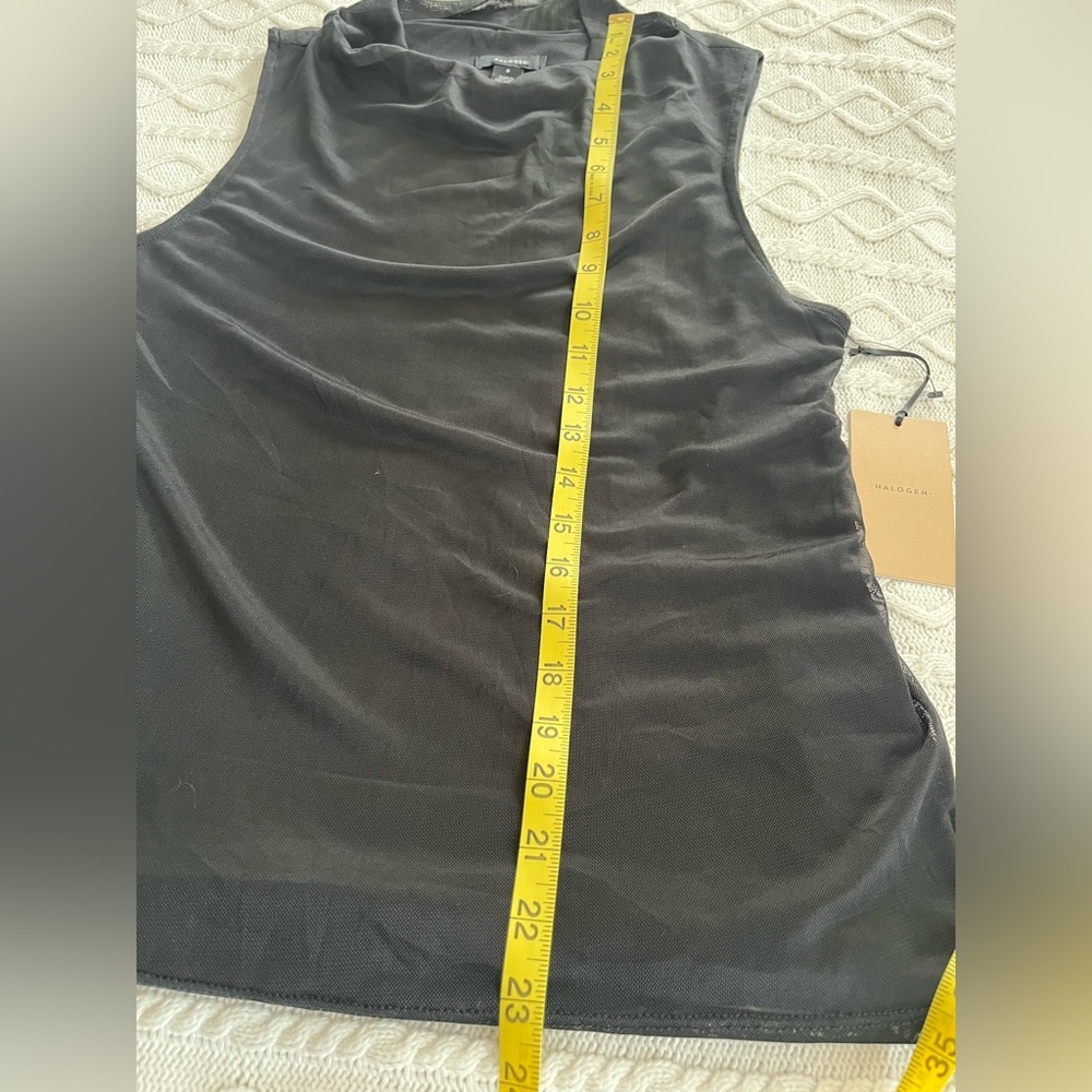 Halogen Rich Black Sleeveless Lined Drop Neckline Blouse Women’s Size Small - Picture 11 of 14